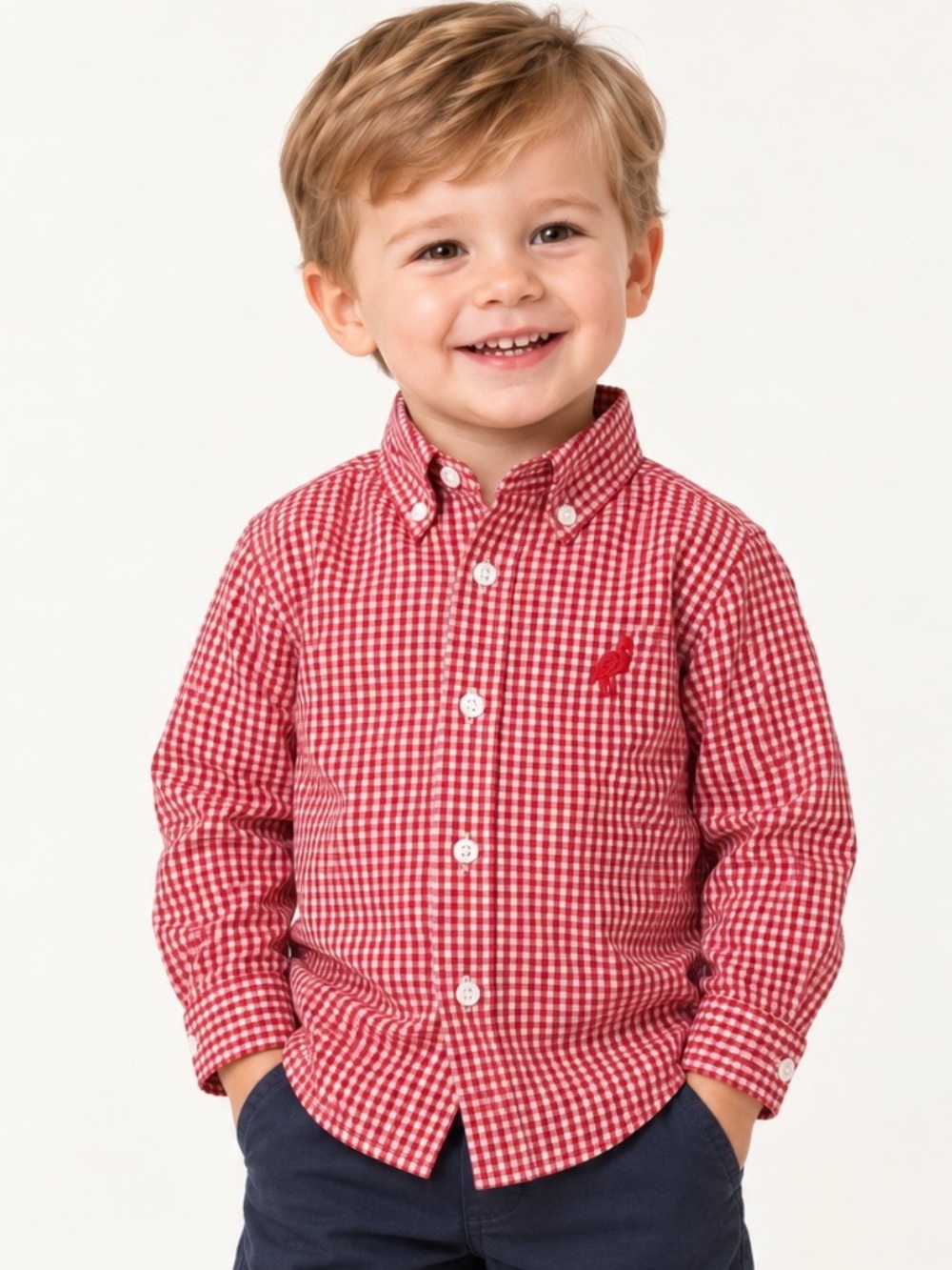 The Beaufort Bonnet Company Red Gingham Button-Down Shirt Boys 2T Like New